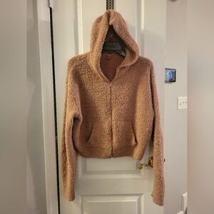 SKIMS Cozy Knit Full-Zip Hoodie Teddy Jacket Camel L/XL